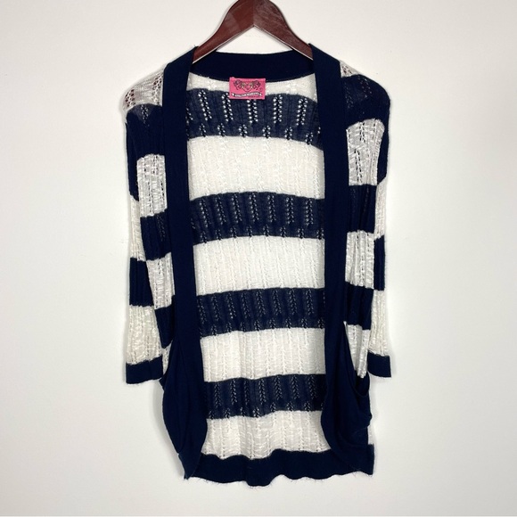 Sweet & Sinful Blue and White Striped Open Front Cardigan Size S - Picture 8 of 8